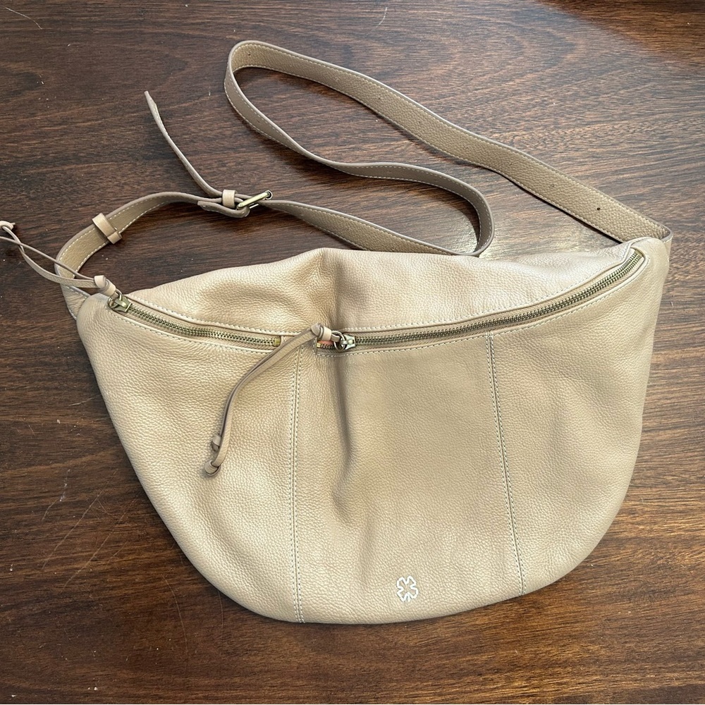 Lucky Brand Taupe Leather Crossbody Bag